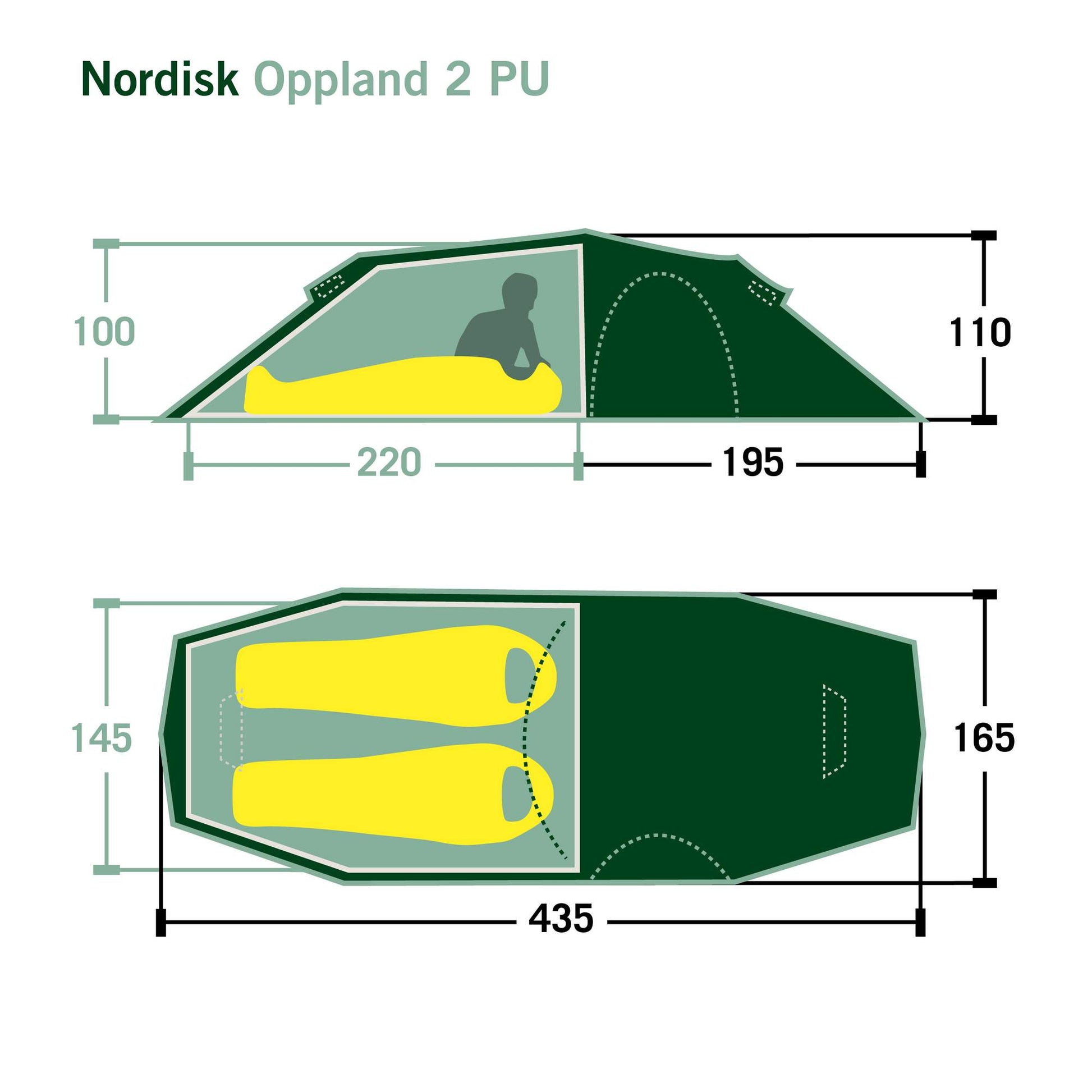 Nordisk OPPLAND 2 PU TENT - Tunnelzelt